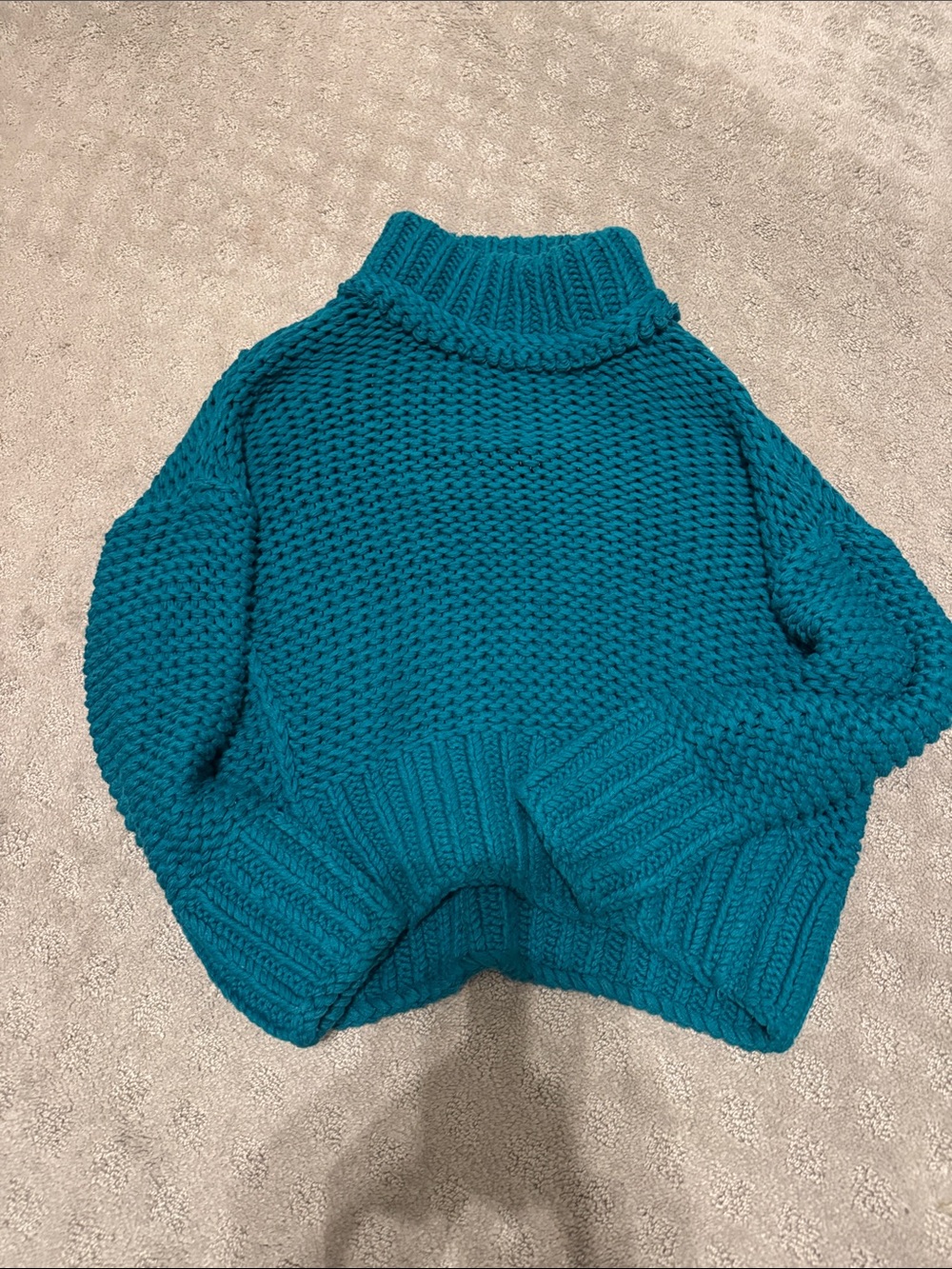 Free People Chunky Teal Turtleneck Sweater